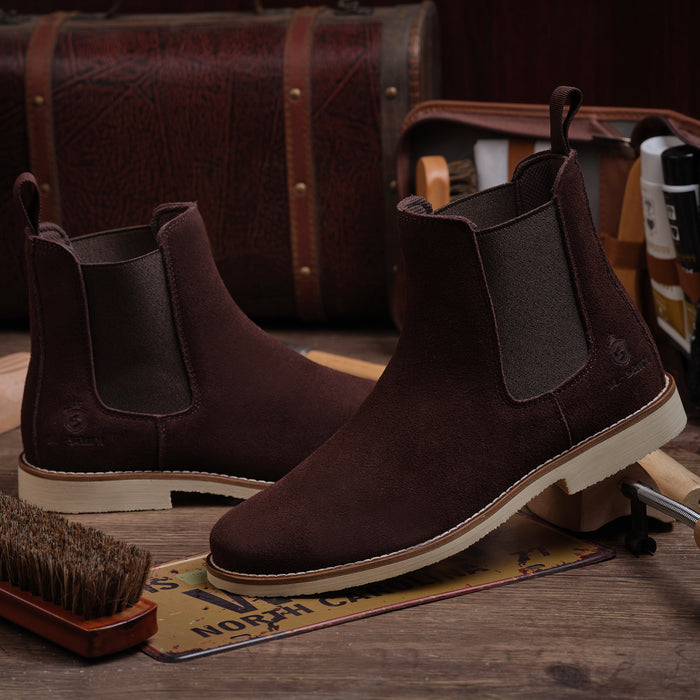 Handmade Classic Chelsea Boots for Men Fashion Genuine Cowhide Slip On Casual